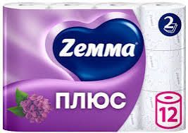 картинка Бумага туалетная Zemma Плюс аромат сирени 2-х слойная 12 шт.