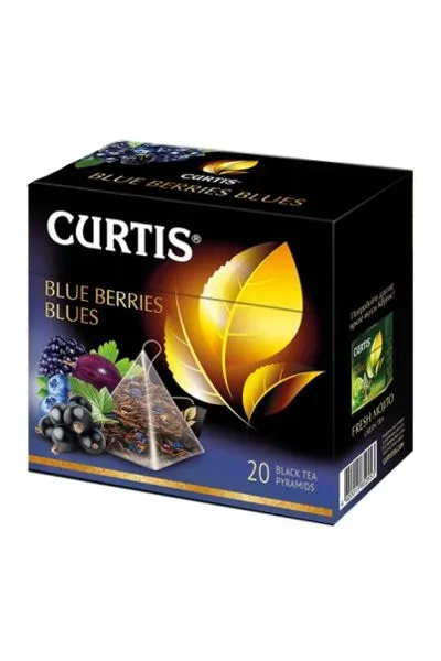 картинка Чай Curtis черный Blue Berries Blues смородина,крыжовник, слива, ежевика,черника пирамидки 20х1,8 г